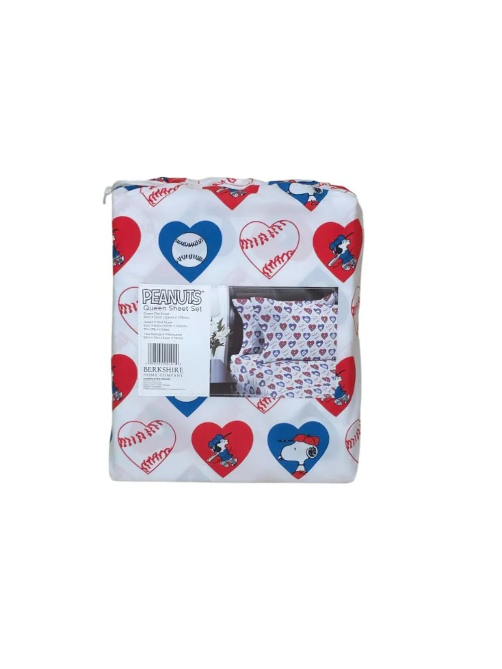 Peanuts Snoopy Baseball Queen Sheet Set By Berkshire USA July 4th Summer